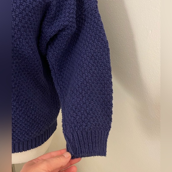 Vintage, Gorgeous Blue Turtle Bay Sweater w/ Crocheted neckline, Made in USA - Picture 3 of 10